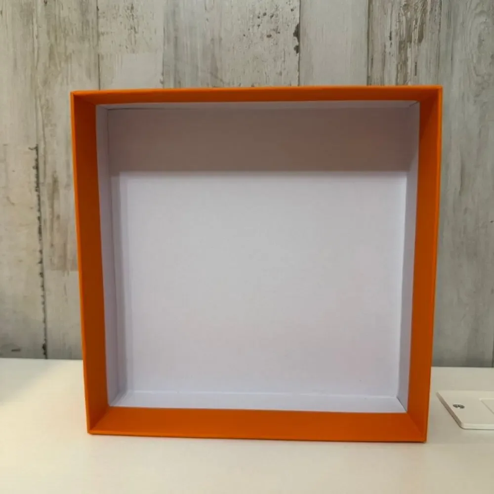 Hermès Gift Box Orange Empty Storage Display Box w/ Lid 8x8x2 in
